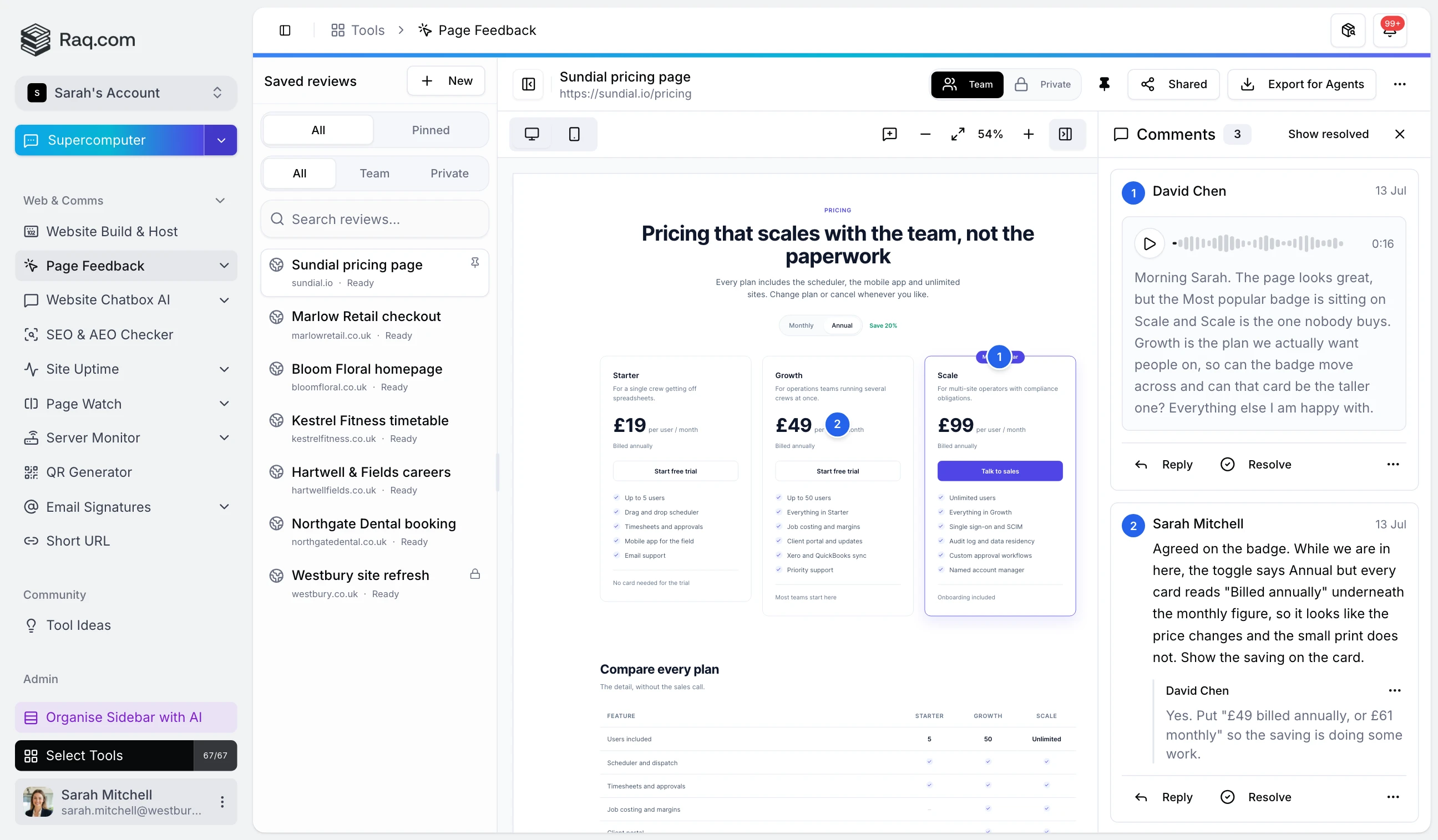 Introducing Page Feedback in Raq.com